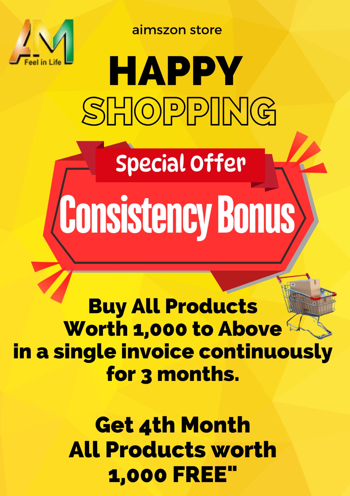 Consistency Bonus Offer - Buy ₹1000+ for 3 months, Get 4th Month FREE